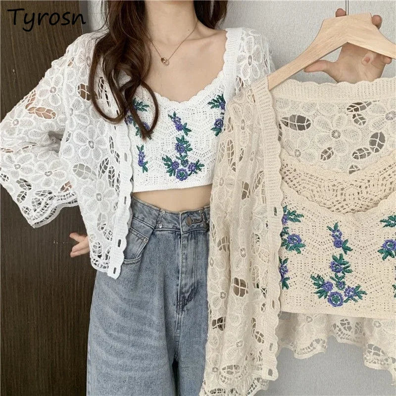 Hollow Out Elegant Long Sleeve Shrug Cardigan