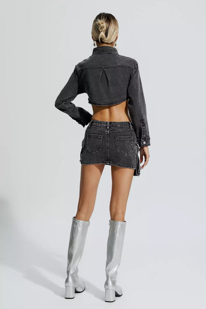 Sierra Irregular Denim Set-Grey