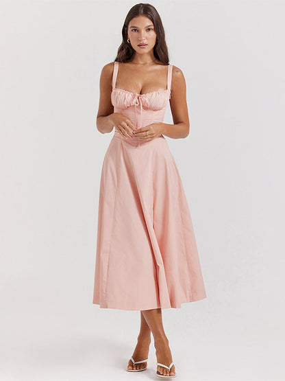 Floral Dress Midi Dress Dresses Floral Print High-slit Straps Neck Sleeveless Cottagecore Summer