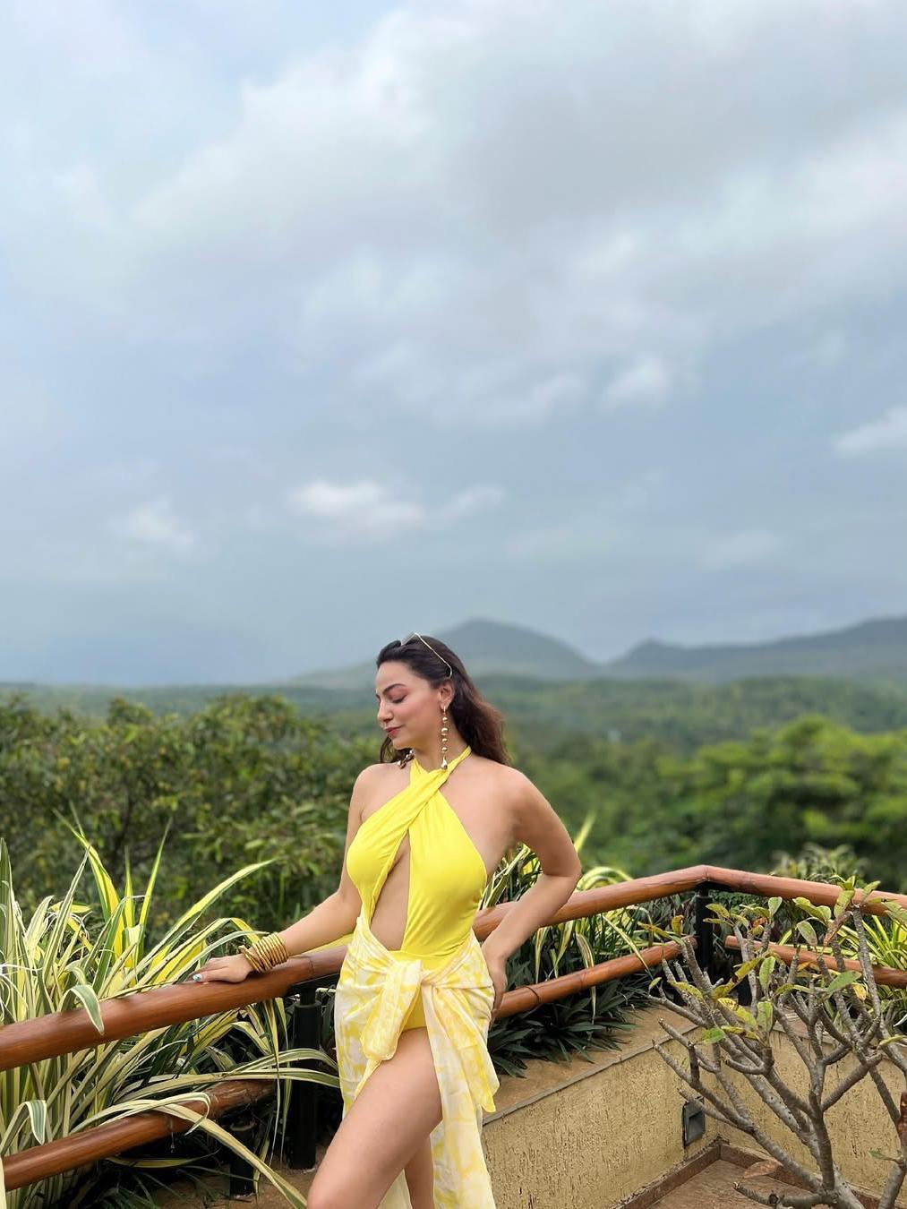 Halterneck Cutout Swimsuit & Skirt Coord Set