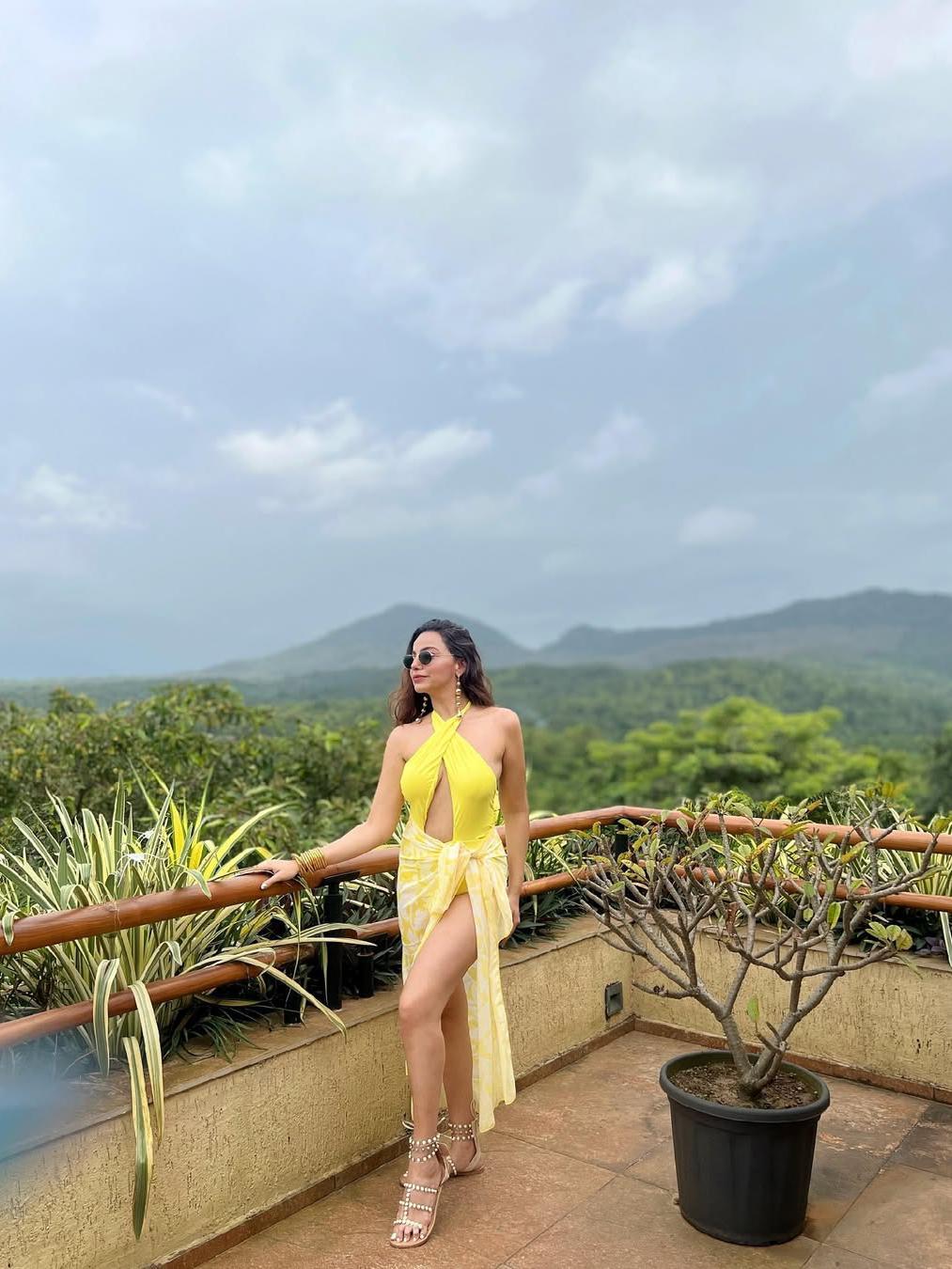 Halterneck Cutout Swimsuit & Skirt Coord Set