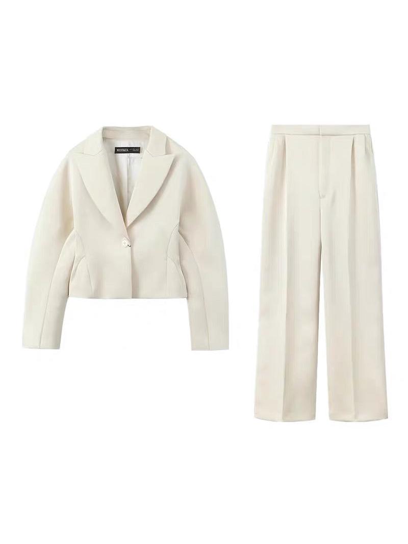 Short Puff Blazer & Wide Leg Pants Coord Set