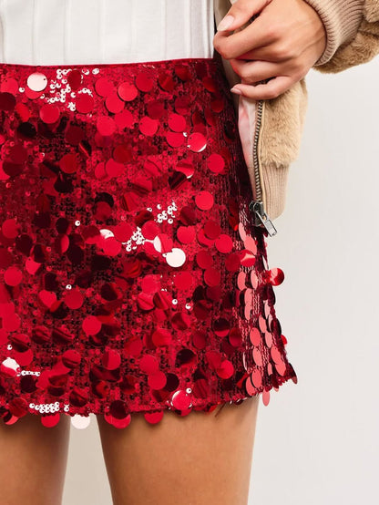 Coin Sequins Mini Skirt