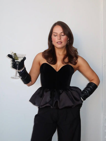 Black Velvet Balloon Tube Top