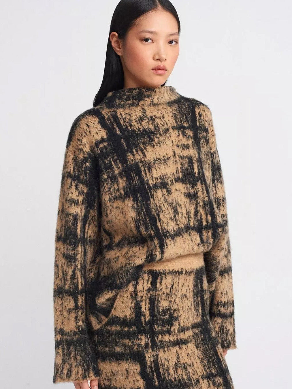 Woolen Sweat Shirt & Skirt Coord Set