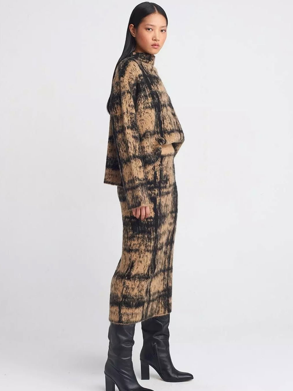 Woolen Sweat Shirt & Skirt Coord Set