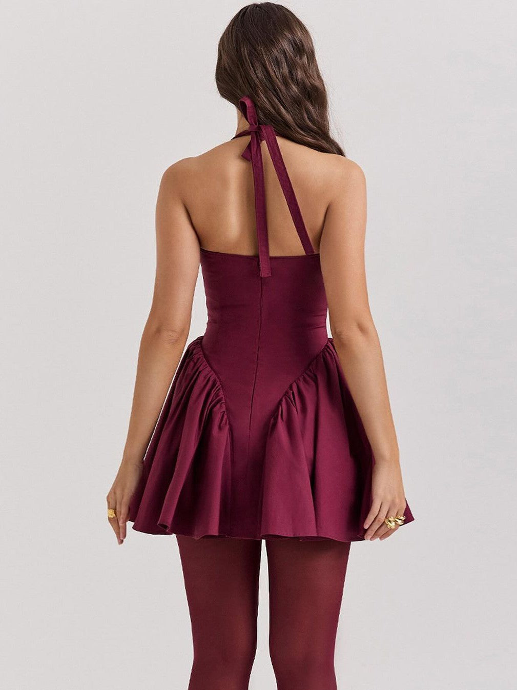 Halterneck Ruffle Short Dress