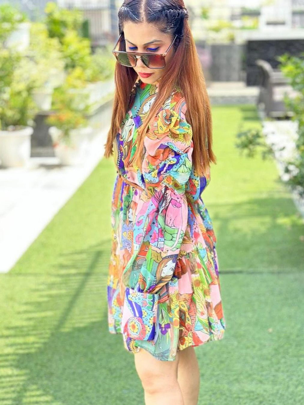 Abstract Printed Short Dress