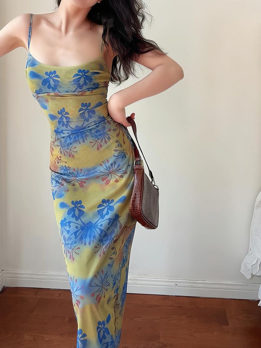 Spagetti Strap Maxi Floral Dress