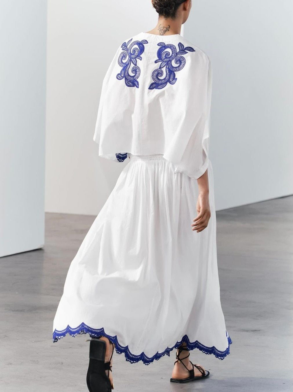 Embroidered Blouse & Skirt Coord Set