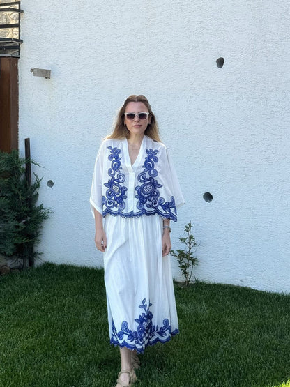 Embroidered Blouse & Skirt Coord Set