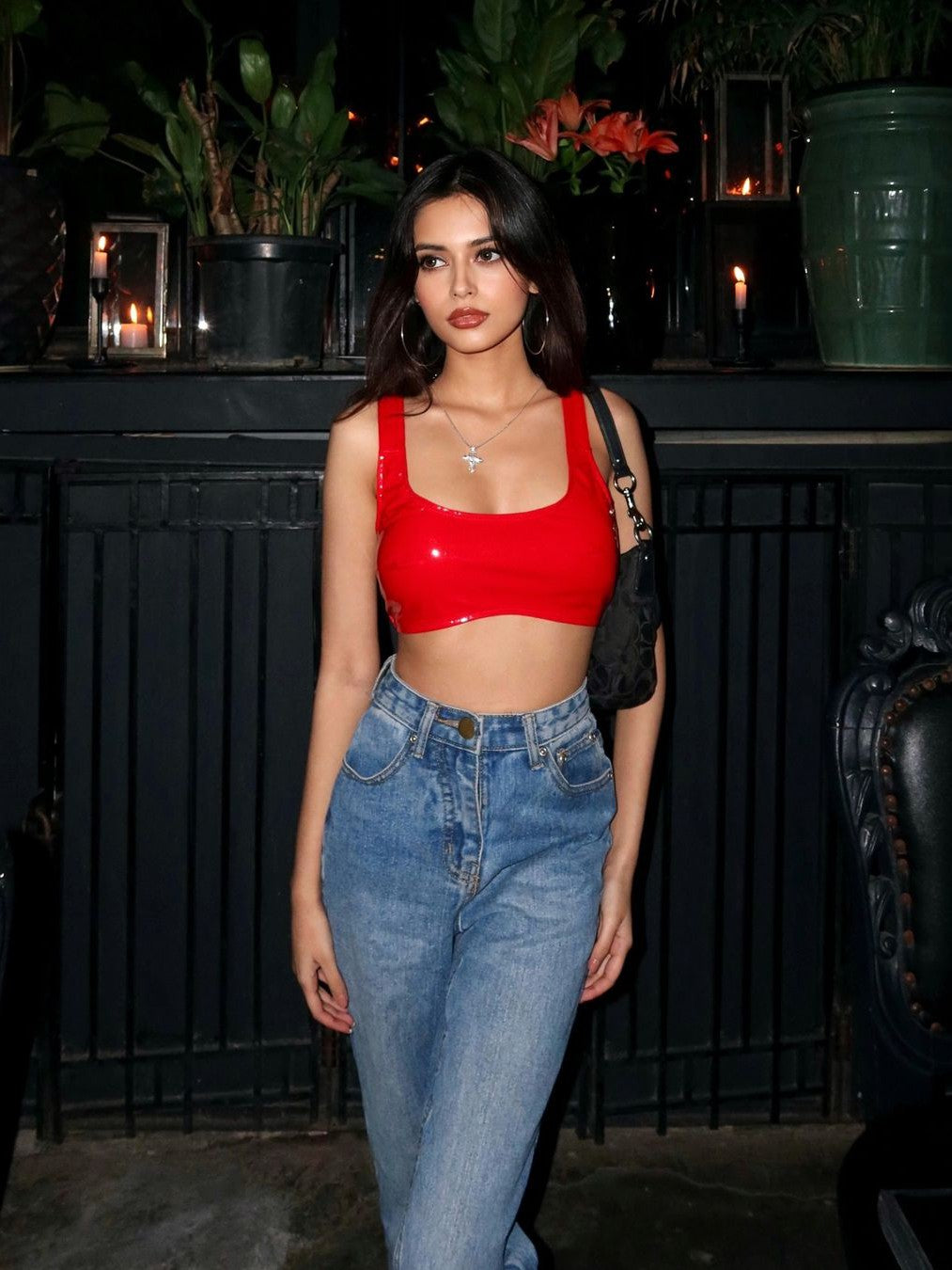 PU Leather Crop Tank Top
