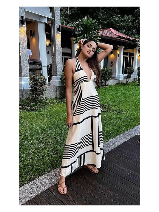 Printed Halterneck Maxi Dress