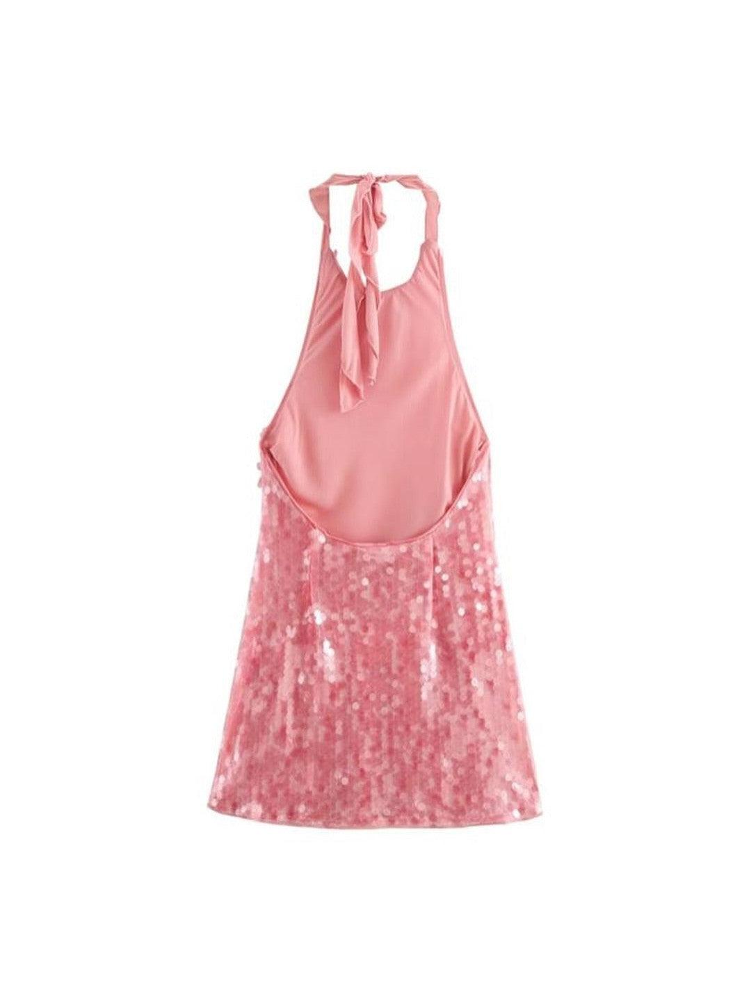 Halterneck Coin Sequins Short Dress