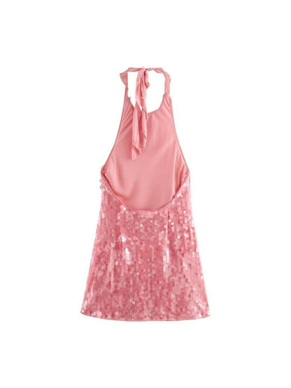 Halterneck Coin Sequins Short Dress
