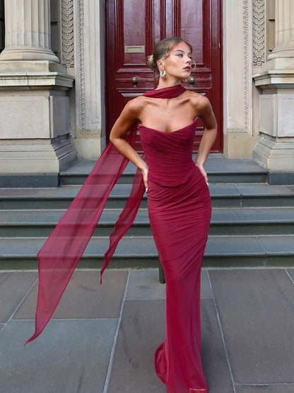 Tube Corset Top & Ruched Skirt Coord Set