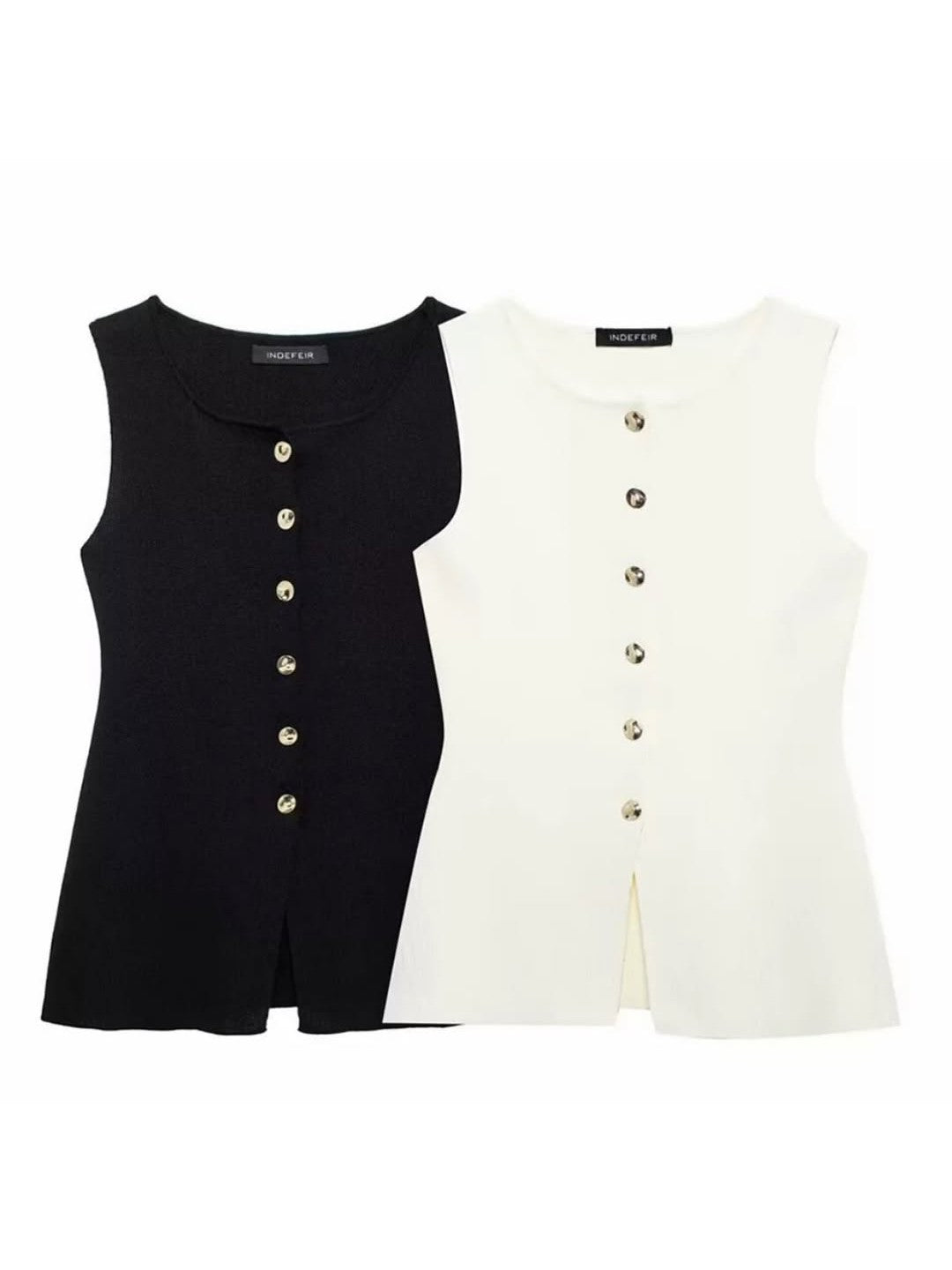 Sleeveless Button-up Vest Top