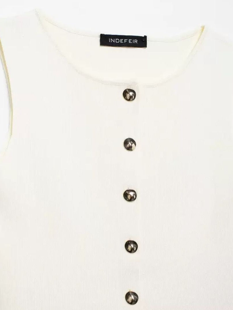 Sleeveless Button-up Vest Top