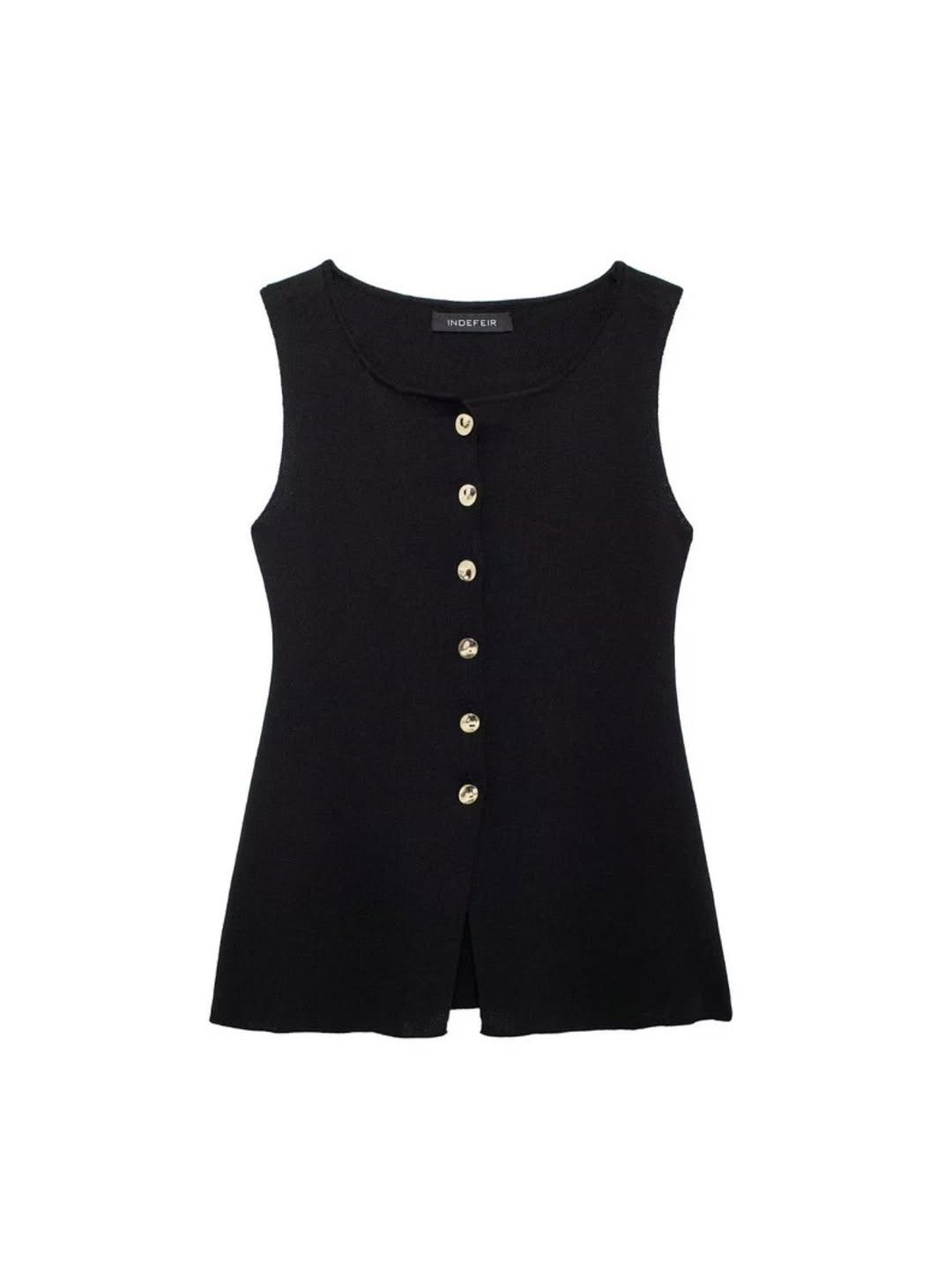 Sleeveless Button-up Vest Top