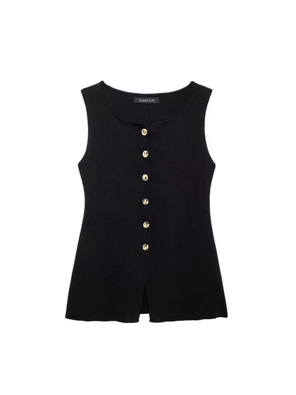 Sleeveless Button-up Vest Top