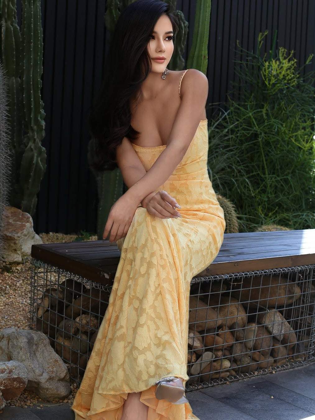 Tied Lace Strap Mermaid Maxi Dress