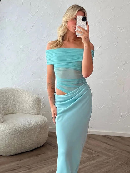 Off Shoulder Cutout Maxi Dress