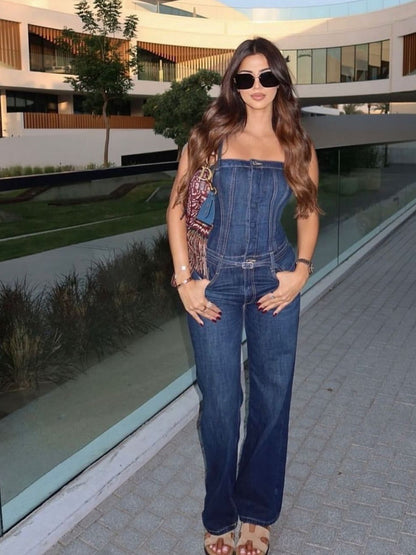 Spaghetti Strap Denim Jumpsuit