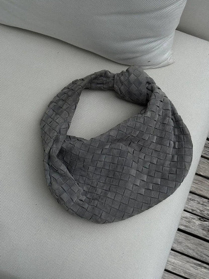 Woven Knot Faux Medium Suede Shoulder Bag