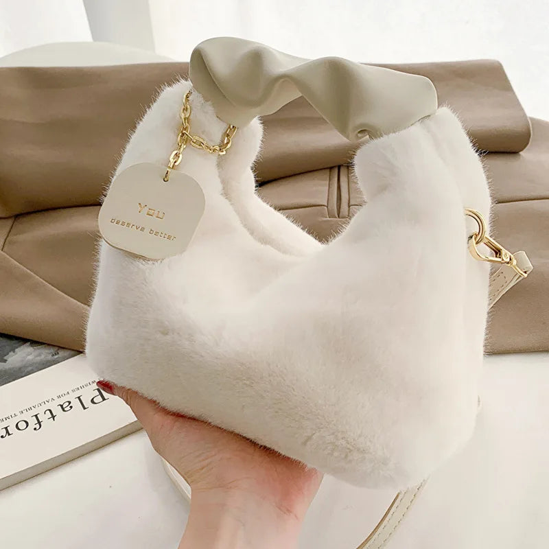 Soft Plush Simple Crossbody Handbag Women’s Bag