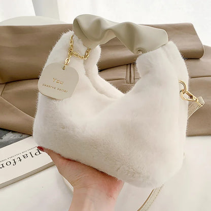 Soft Plush Simple Crossbody Handbag Women’s Bag