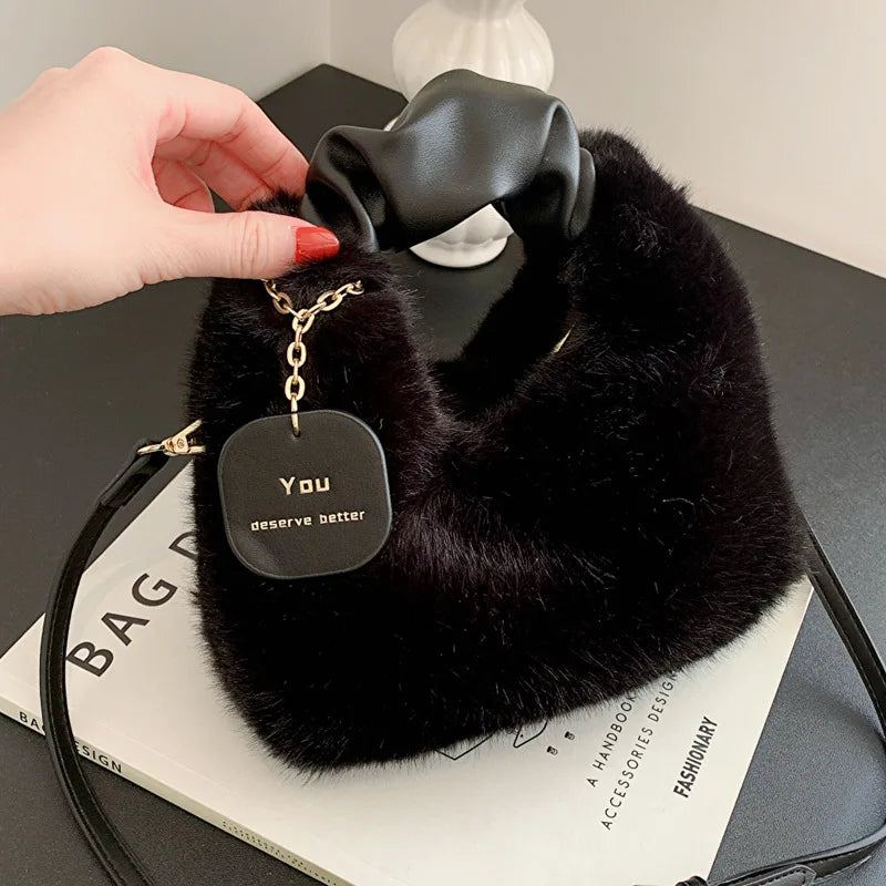 Soft Plush Simple Crossbody Handbag Women’s Bag
