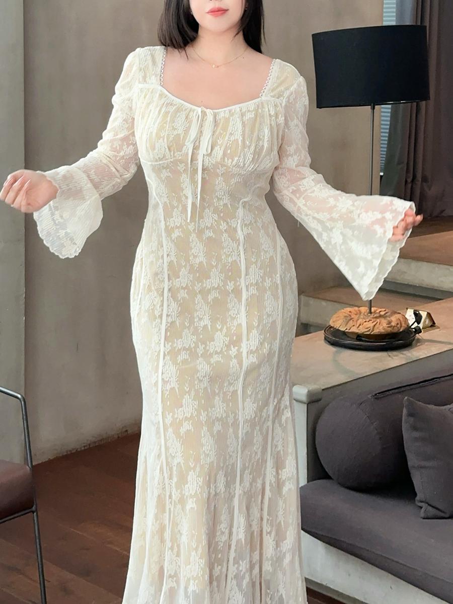 Soft Knit Lace Mermaid Dress Plus-Size