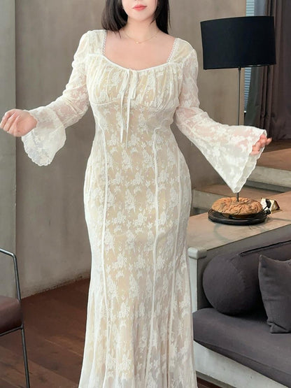 Soft Knit Lace Mermaid Dress Plus-Size
