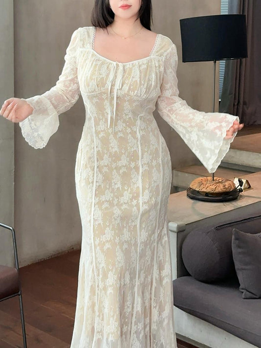 Soft Knit Lace Mermaid Dress Plus-Size