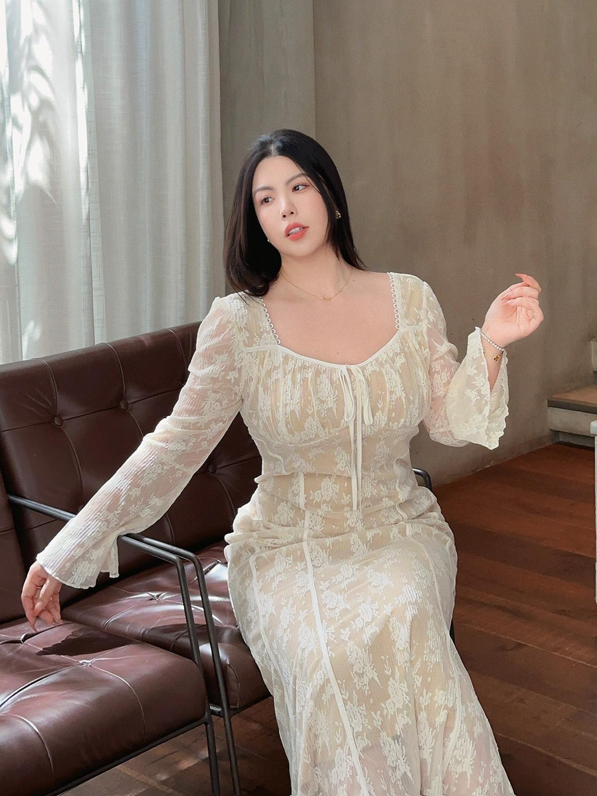 Soft Knit Lace Mermaid Dress Plus-Size