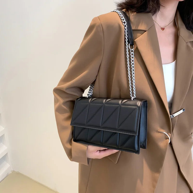 Chain Strap Flap Embroidery Crossbody