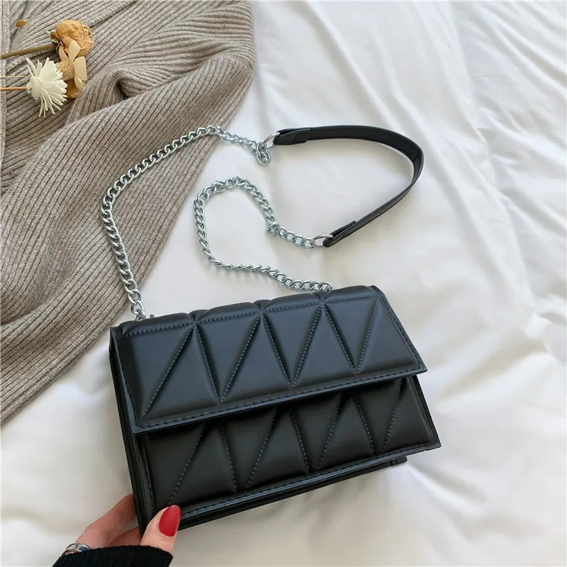 Chain Strap Flap Embroidery Crossbody
