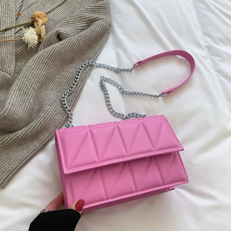 Chain Strap Flap Embroidery Crossbody