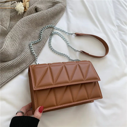 Chain Strap Flap Embroidery Crossbody