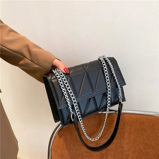 Chain Strap Flap Embroidery Crossbody