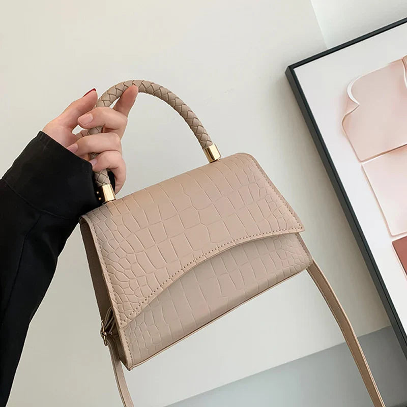 Solid Color PU Leather Designer Crossbody Handbag