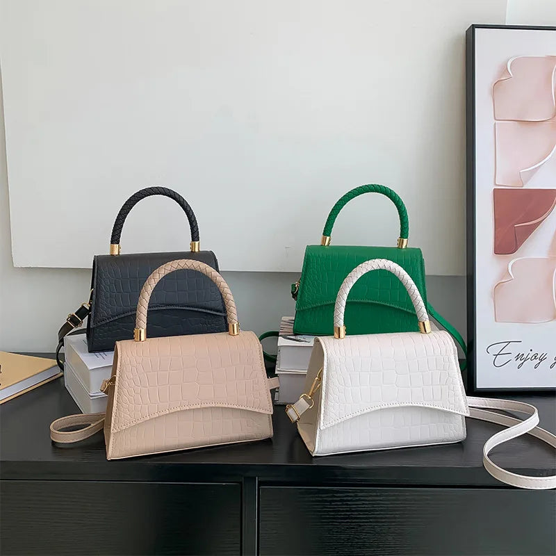 Solid Color PU Leather Designer Crossbody Handbag