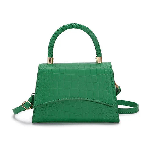 Solid PU Leather Designer Casual Crossbody Top Handle Handbag
