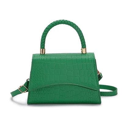 Solid PU Leather Designer Casual Crossbody Top Handle Handbag