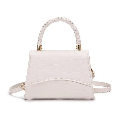 Solid PU Leather Designer Casual Crossbody Top Handle Handbag