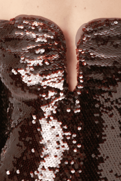 Solvay Sequin Off Shoulder Maxi Dress