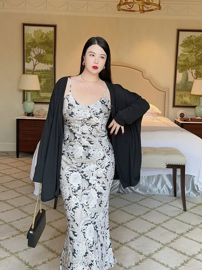 Southern France Vacation Slip Dress Plus-Size