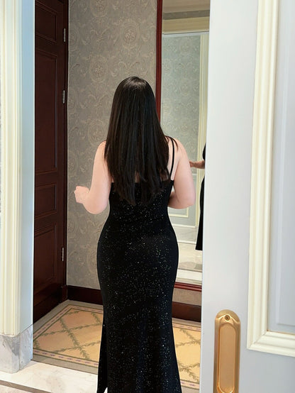 Sparkling Lace Mermaid Slip Dress Plus-Size
