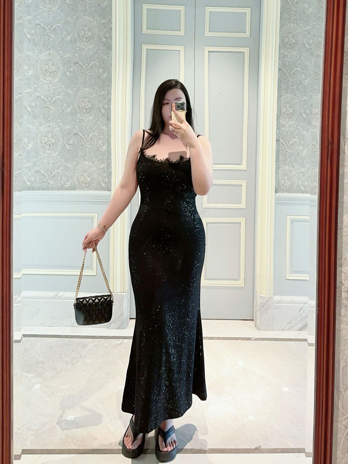 Sparkling Lace Mermaid Slip Dress Plus-Size
