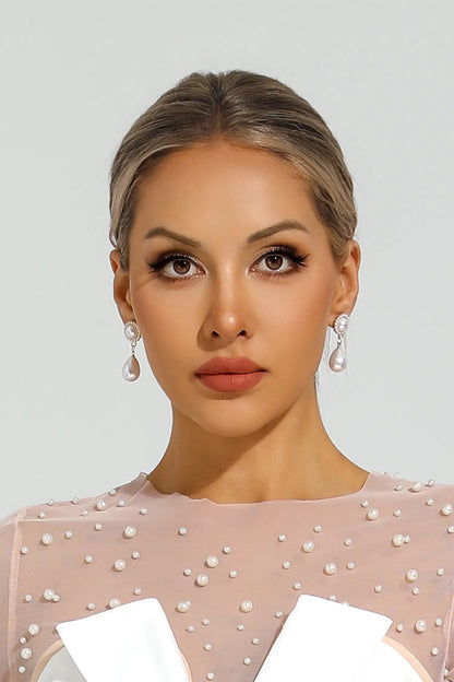 Spencer White Pear Earrings